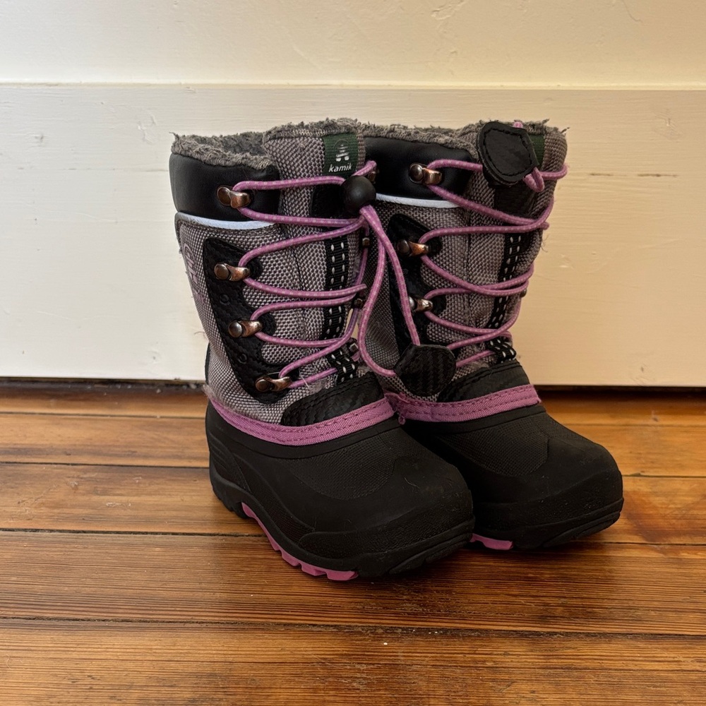Kamik Kids Black, Gray & Purple Snow Boots